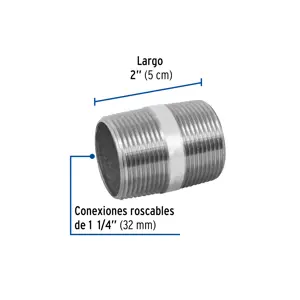 Niple de acero galvanizado 1-1/4 x 2