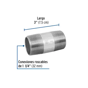 Niple de acero galvanizado 1-1/4 x 3