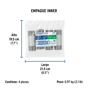 Niple de acero galvanizado 1-1/4 x 4