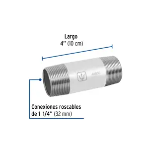 Niple de acero galvanizado 1-1/4 x 4
