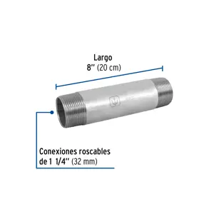 Niple de acero galvanizado 1-1/4 x 8