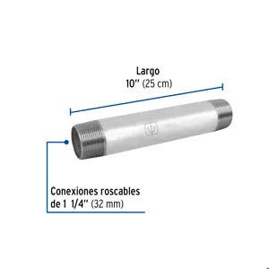 Niple de acero galvanizado 1-1/4 x 10