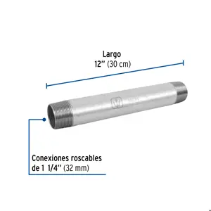 Niple de acero galvanizado 1-1/4 x 12