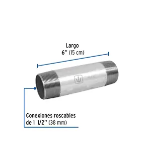 Niple de acero galvanizado 1-1/2 x 8