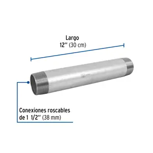 Niple de acero galvanizado 1-1/2 x 12