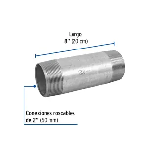 Niple de acero galvanizado 2 x 8