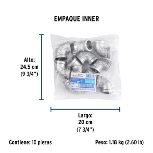 Codo 90° acero galvanizado de 3/4