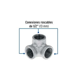 Codo rincón acero galvanizado de 1/2