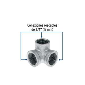 Codo rincón acero galvanizado de 3/4