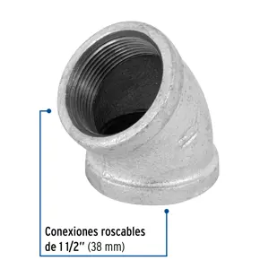 Codo 45° acero galvanizado de 1-1/2