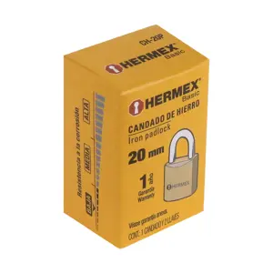 22526 / CH-20P Hermex Candado de hierro color latón 20 mm, corto, caja, Basic
