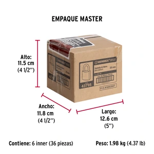 Candado de hierro 25 mm gancho corto en caja, Hermex