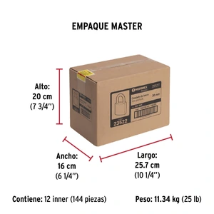Hermex Candado de hierro color latón 30 mm, corto, caja, BASIC