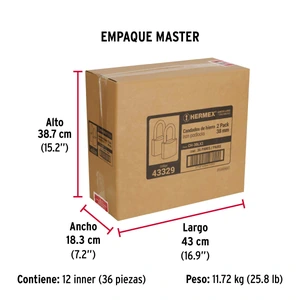 Hermex Blíster con 2 candados de hierro de 38mm con gancho largo