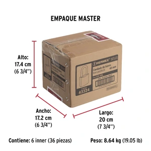 Candado de hierro 45 mm gancho largo en caja, Hermex