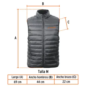 Chaleco de plumas para hombre, gris, G, Truper