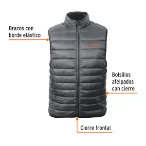 Chaleco de plumas para hombre, gris, EG, Truper