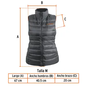 Chaleco de plumas para mujer, gris, M, Truper