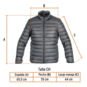 Chamarra de plumas para hombre, gris, CH, Truper