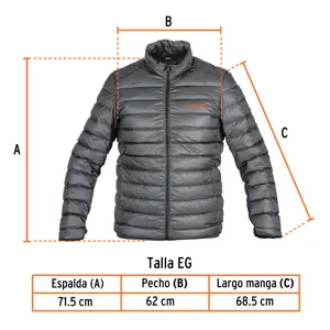 Chamarra de plumas para hombre, gris, EG, Truper