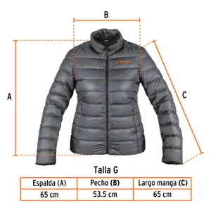 Chamarra de plumas para mujer, gris, G, Truper