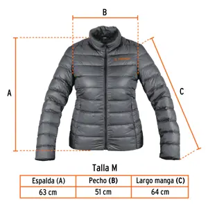 Chamarra de plumas para mujer, gris, M, Truper