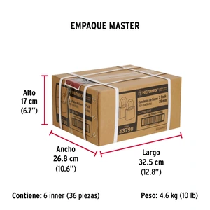 Hermex Blíster con 2 candados de hierro de 25mm con gancho corto