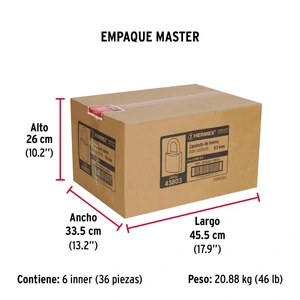 Candado de hierro 63 mm gancho corto en blíster, Hermex