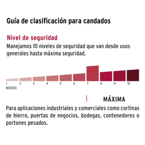 43340 / CHN-50A Hermex Candado de hierro 50 mm gancho protegido, llave anti-ganzúa