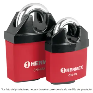 Hermex Candado de hierro 65 mm gancho protegido, llave anti-ganzúa