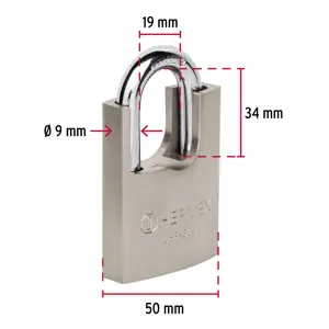 43313 / CHR-50A Hermex Candado de hierro 50 mm con coraza, llave anti-ganzúa