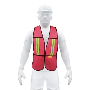 21028 / CHS-200R Chaleco de seguridad con cintas reflejantes, rojo, Pretul