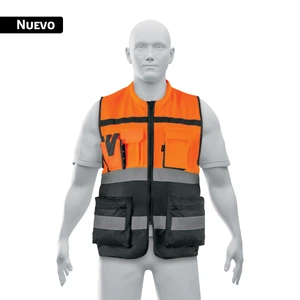 29842 / CHS-300N Chaleco brigadista con cintas reflejantes, naranja, PRETUL
