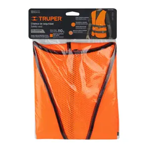14426 / CHS-500N Truper Chaleco de seguridad naranja con cintas de alta visibilidad