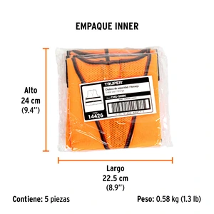 Truper Chaleco de seguridad naranja con cintas de alta visibilidad