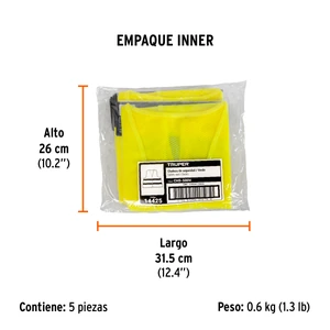 Truper Chaleco de seguridad verde con cintas de alta visibilidad