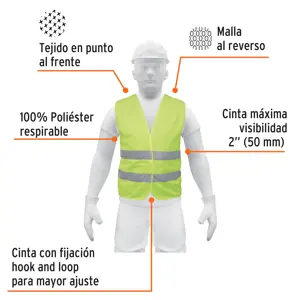 Truper Chaleco de seguridad verde con cintas de alta visibilidad