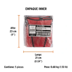 Truper Chaleco de seguridad rojo alta visibilidad con cierre