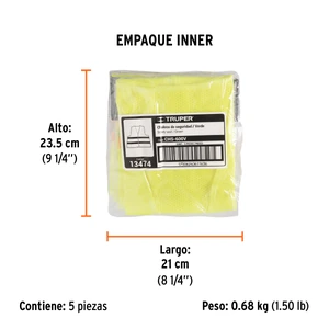Truper Chaleco de seguridad verde alta visibilidad con cierre