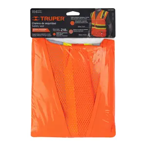 Truper Chaleco de seguridad naranja max visibilidad y 6 bolsas