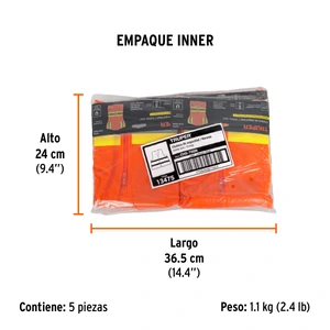 Truper Chaleco de seguridad naranja max visibilidad y 6 bolsas