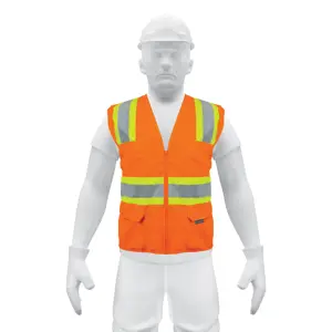 13475 / CHS-700N Truper Chaleco de seguridad naranja max visibilidad y 6 bolsas