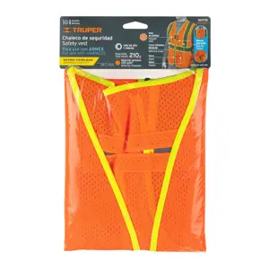 Truper Chaleco de seguridad para arnés, alta visibilidad, naranja