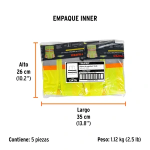 Truper Chaleco de seguridad verde max visibilidad y 6 bolsas