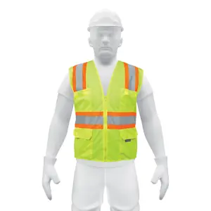 13476 / CHS-700V Truper Chaleco de seguridad verde max visibilidad y 6 bolsas