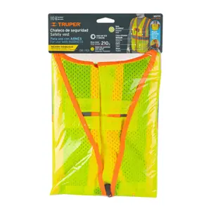 Truper Chaleco de seguridad para arnés, alta visibilidad, verde