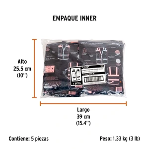 Chaleco seguridad reforzado naranja con bolsas, M, Expert