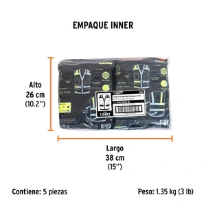 Chaleco seguridad reforzado verde con bolsas, M, Expert