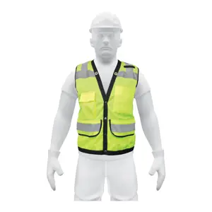 13482 / CHS-800V-M Chaleco seguridad reforzado verde con bolsas, M, Expert