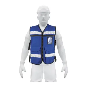 14670 / CHS-900AR Truper Chaleco brigadista con cintas reflejantes, color azul rey